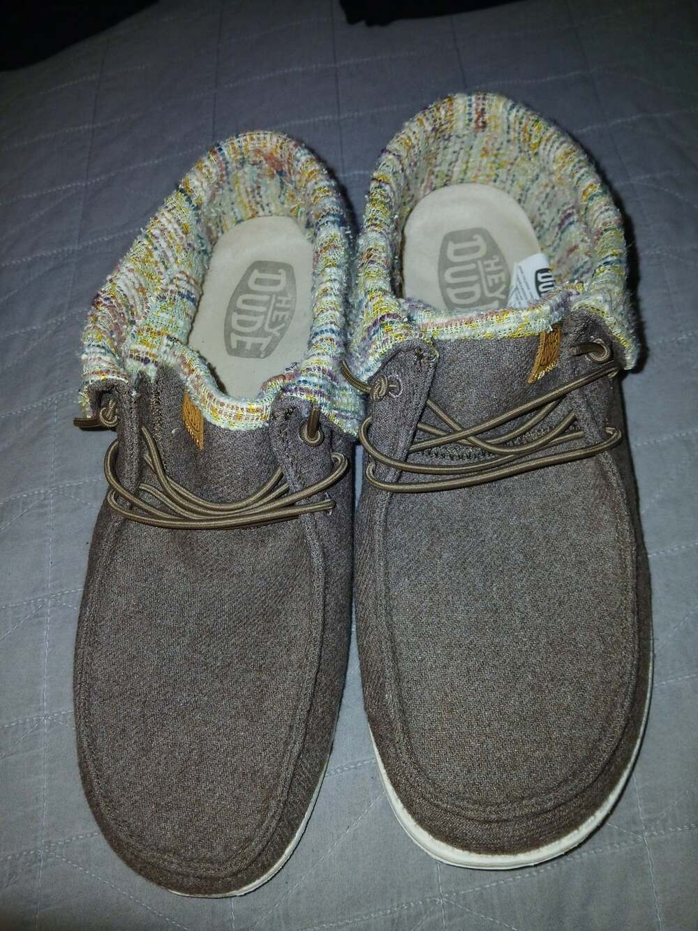Hey Dude Wendy Wool Brown Multi-Color Knit Cuff Slip-On Shoes
